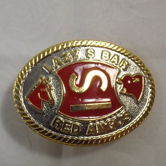 Lazy S Bar IS Red Angus Belt Buckle - Picture 2 of 6